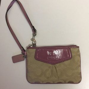 Coach pink wristlet (like new)